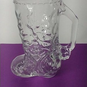 Decorated Clear Glass Boot Great Condition